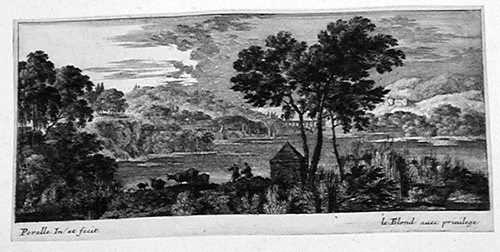 Landschaft mit Hirten am Ufer
