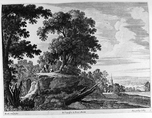 Landschaft mit ruhenden Wanderern