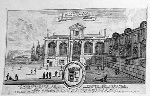 Titelblatt >>DIVERSES VEVES faictes par Israel Silvestre 1652 A MONSEIGNEVR LE COMTE DE VIVONNE Conseillier du Roy...<< (französischer Text)