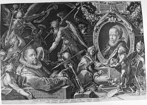 Allegorische Darstellung -  Tod von Christina Müller; Gattin von Bartholomäus Spranger
